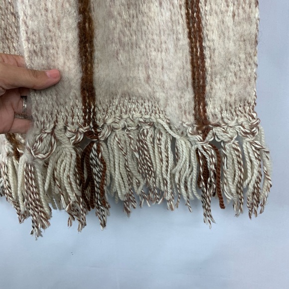 Wool Blend Cream and Rust color Scarf - Picture 4 of 7